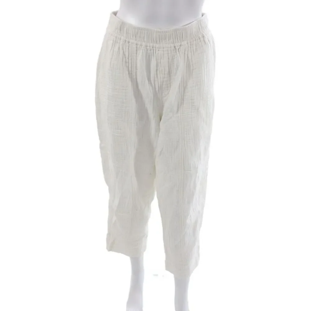 Madewell Women Cropped White Cotton Pants Size S